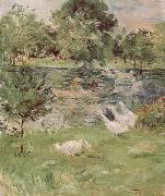 The Girl is rowing and goose Berthe Morisot